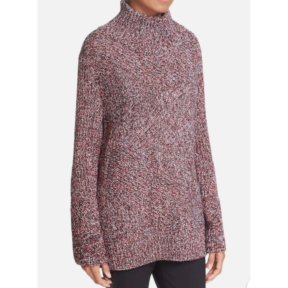 Rag & Bone Women's Bry Merino Wool Mock Neck Oversized Sweater Red Black Medium - Picture 1 of 10